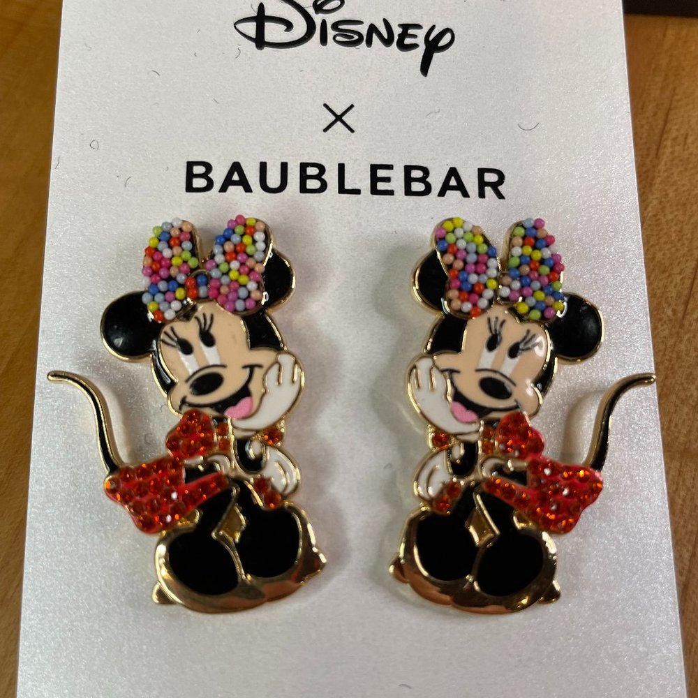 NEW Disney X BAUBLEBAR Minnie Mouse Up ears Bow Earrings BaubleBar Jewelry
